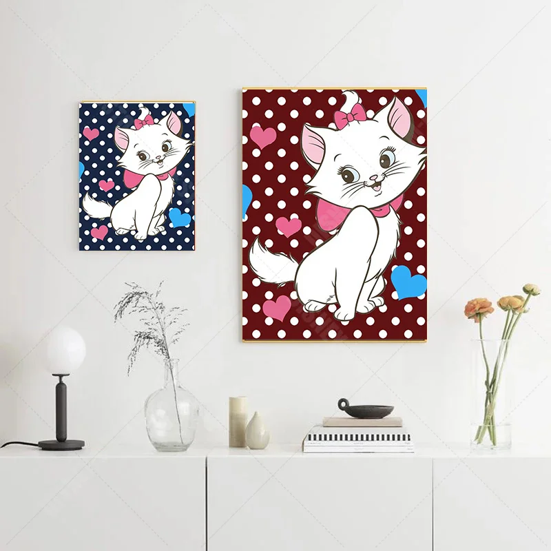 Canvas Painting Disney The Aristocats Cartoon Marie Cat Wall Art Painting Posters Prints For Bedroom Background Wall Decoration