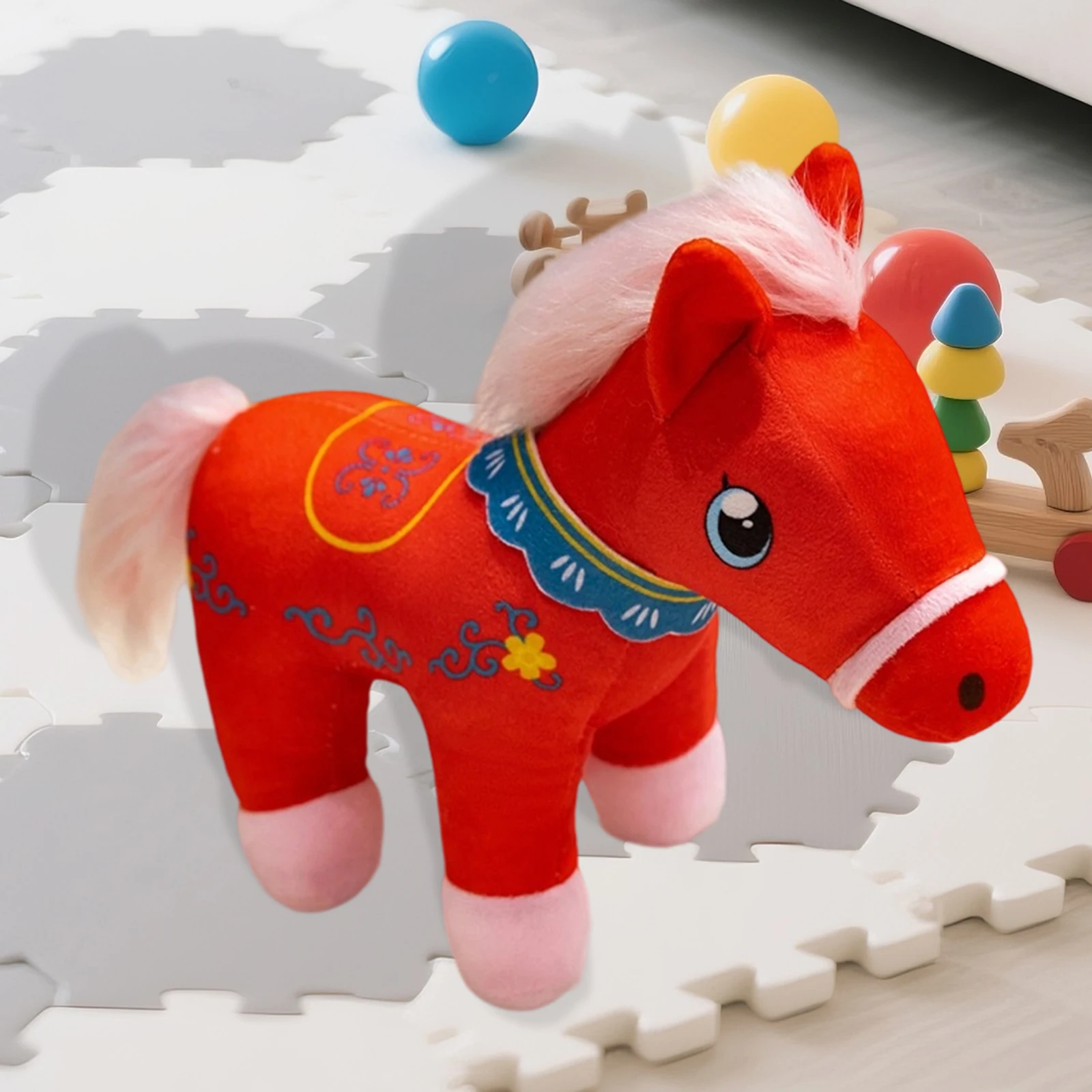 Creatieve paard pluche mascotte schattige dierenriem paard gevulde pop voor bedrijfsevenementen festival decor