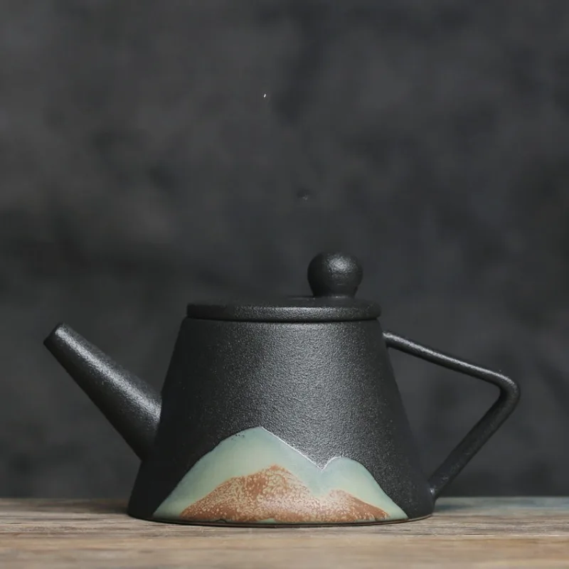 Teapot Ceramic Single Pot Underglaze Color Set Japanese Household Teapot Handmade Retro Tea Brewing Kung Fu Single Tea Divider