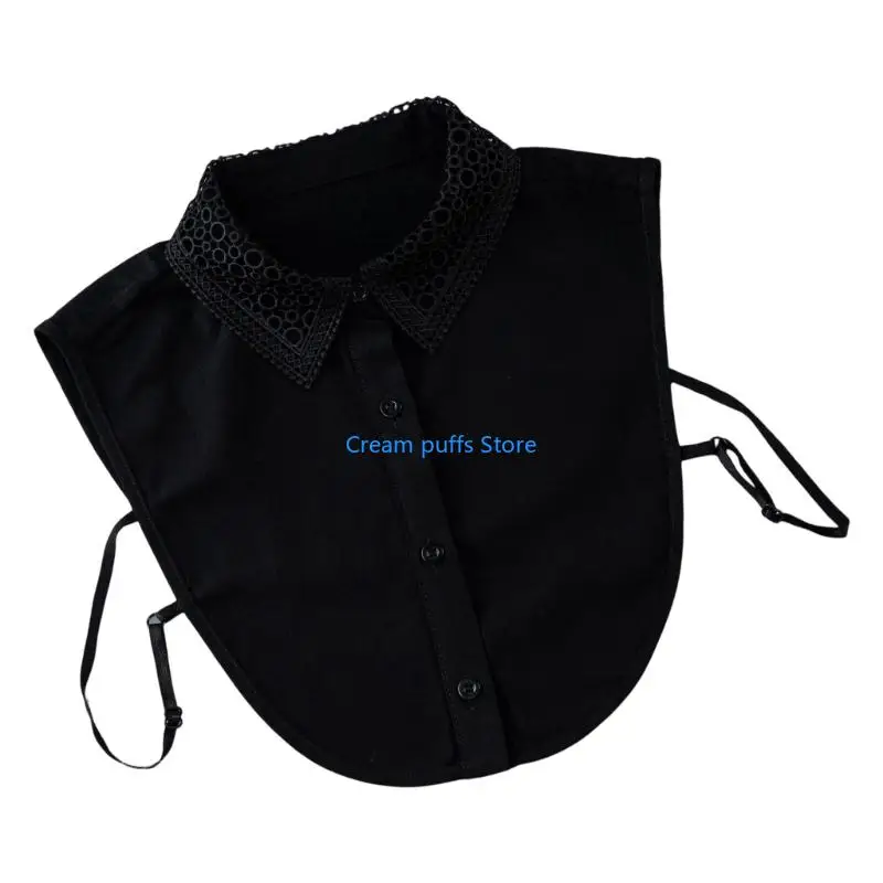 50LE، طوق دانتيل عصري قابل للفصل، قطعة عنق مريحة بنصف قميص، حشوة للمناسبات الرسمية