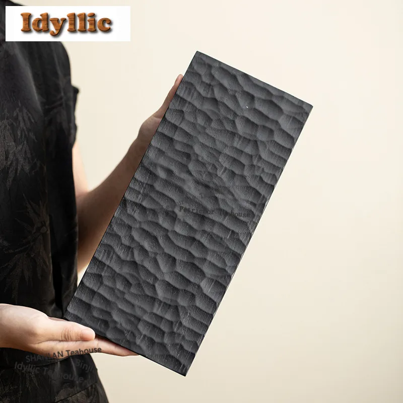 Walnut Wood Carbonized Tea Tray Snack Plate Coffee Storage Board Teapot Support Dishes For Serving Tea Ceremony Supplies Craft - view 3