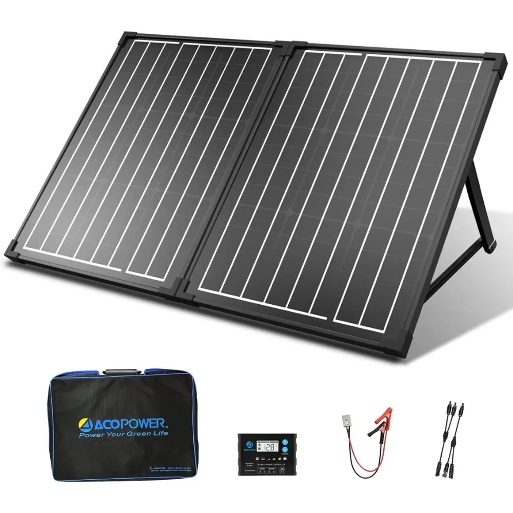 100Watt 12 Volt Portable Solar Panel with Waterproof 20A Charger Controller Foldable Solar Panel Kit Monocrystalline for Camping