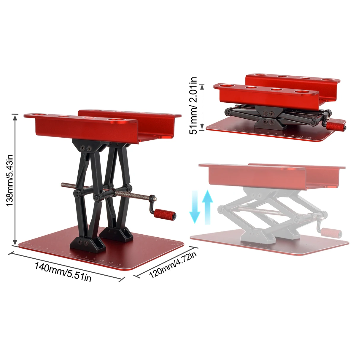 Stasiun Perbaikan Mobil RC Aloi Aluminium Dudukan Kerja Platform Perakitan Tinggi Dapat Disesuaikan untuk 1/10 1/8 TRX4 Redcat Axial Arrma Kraton