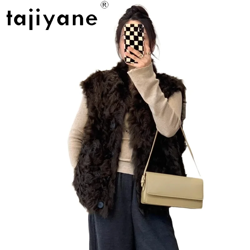 

TAJIYANE 100% Natural Xiaohu Wool Sheepskin Fur Vest Women Sleeveless Casual Warm Real Fur Coat 2025 Winter Woman Clothes шуба
