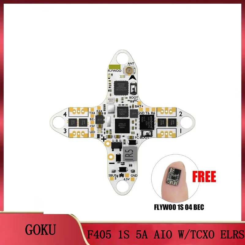 Flywoo GOKU F405 HD AIO FC: 1S 5A、2.6g 超軽量、マイクロ HD FPV ドローン用高出力 F405 チップ