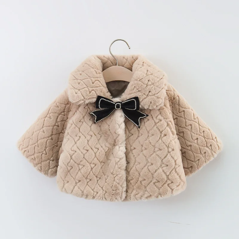 2023 New Winter Jacket For Baby Girl Clothes Plush Baby Outwear Fashion Christmas Princess Cloak Autumn Warm Faux Fur Girls Coat