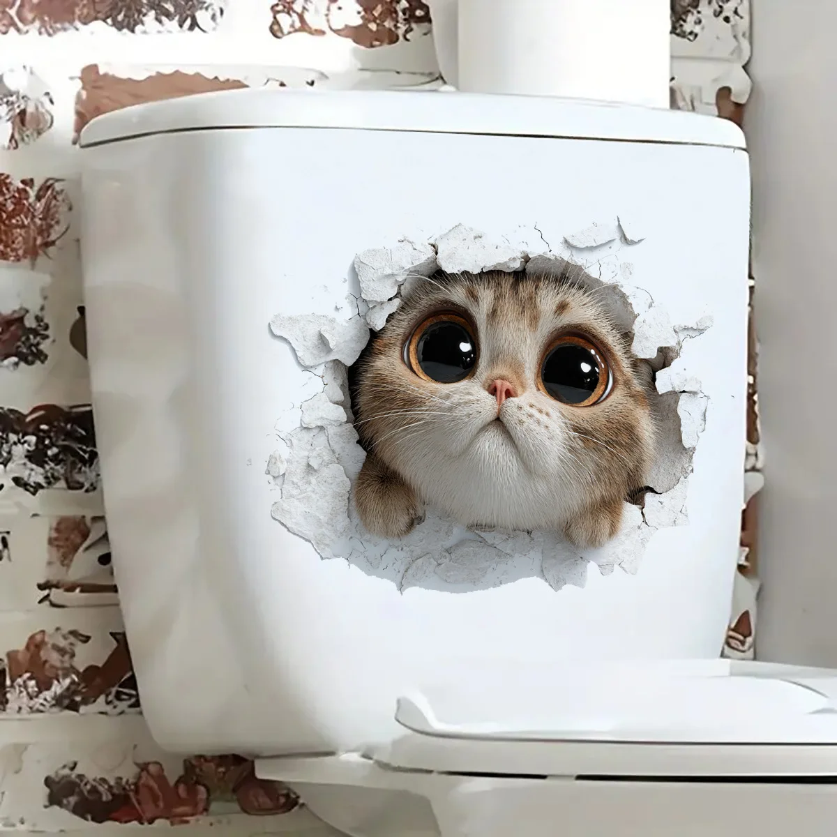 Niedliche Toiletten-Katzen-Wandaufkleber Badezimmer-Dekoration Tapete Lustige Selbstklebende Toiletten-Wandbilder Heim-Deko Kreative Kätzchen-Aufkleber