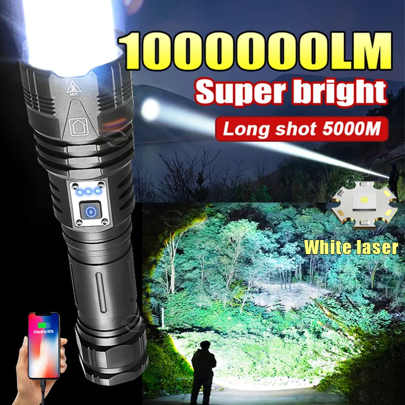 

High Power LED Flashlights USB Rechargeable Super Bright Flashlight Multifunctional LED Torch Lamp for Outdoor Emergency Camping