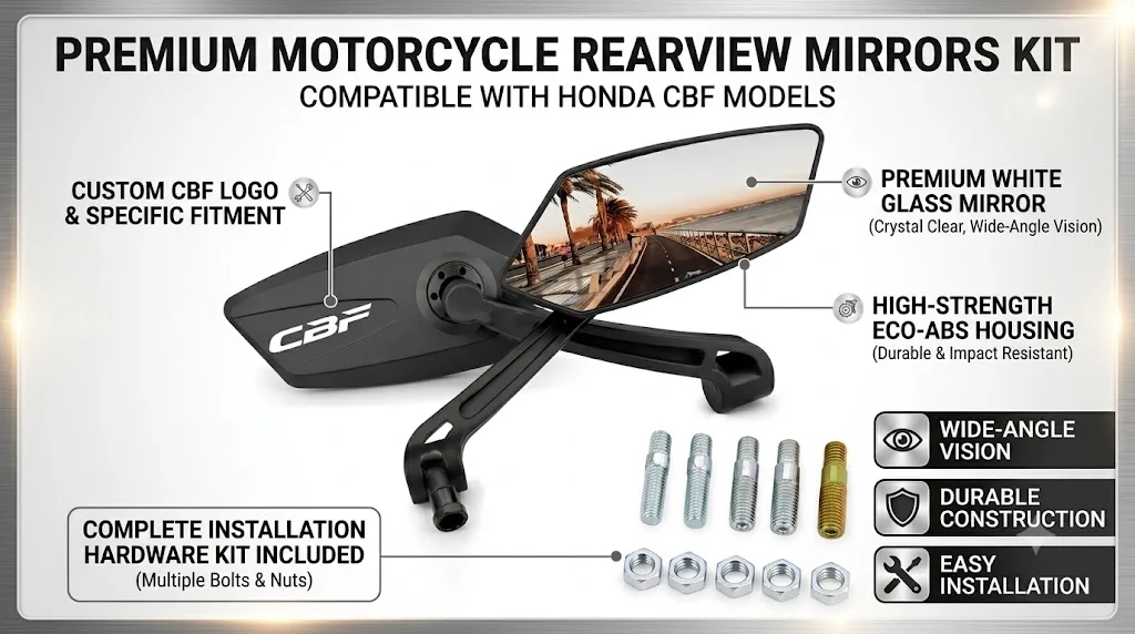 High Strength ABS Motorcycle Rear view Mirrors Adjustable With logo For HONDA CBF 600 CBF1000 CBF 125 SA CBF250 CBF500 CBF125