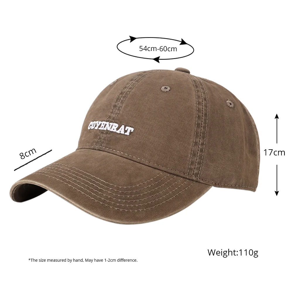 قبعة بيسبول كبيرة الحجم مطرزة بحروف من القطن المغسول، قبعة لسان البط قابلة للتعديل للحماية من الشمس، قبعات رأس كبيرة للنساء والرجال