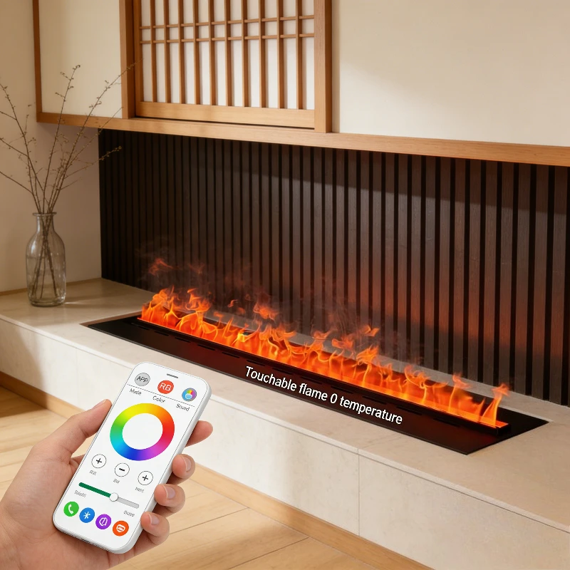 Electric Fireplace with Floating Effect Media Wall Fireplace,3D Water Vapor Technology,Contemporary Design,Wall Mounted Art Piec