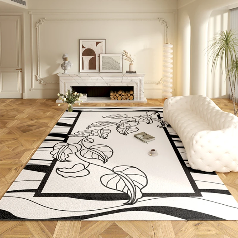 Modern Carpets for Living Room Light Luxury Bedroom Decor Black White Carpet Fluffy Soft Bedside Plush Rug Home Thick Floor Mat