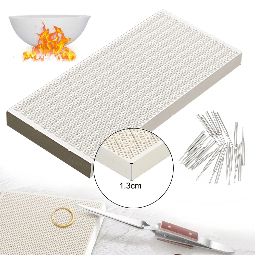 

1 Set of Ceramic Honeycomb Soldering Pad Reverse Tweezers Heat Pad Ceramic Casserole Jewelry Welding Kit for Jewelry Making