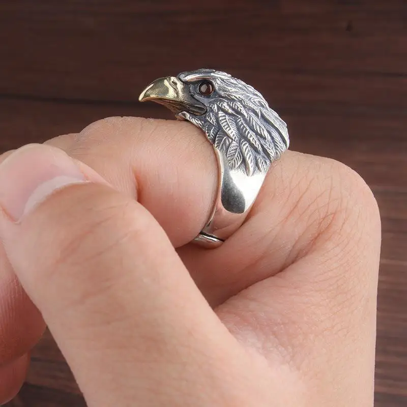 BFCLUB Silver Color Ring For Women Jewelry Eagle Finger Open Vintage Handmade Ring Allergy For Party Birthday Gift