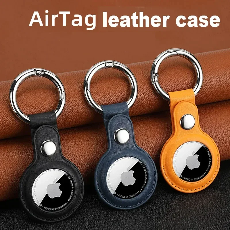 For Apple Airtags Case PU Leather Keychain Protective For Airtag Tracker Locator Device Anti-lost For Airtag Case Key Ring Cover