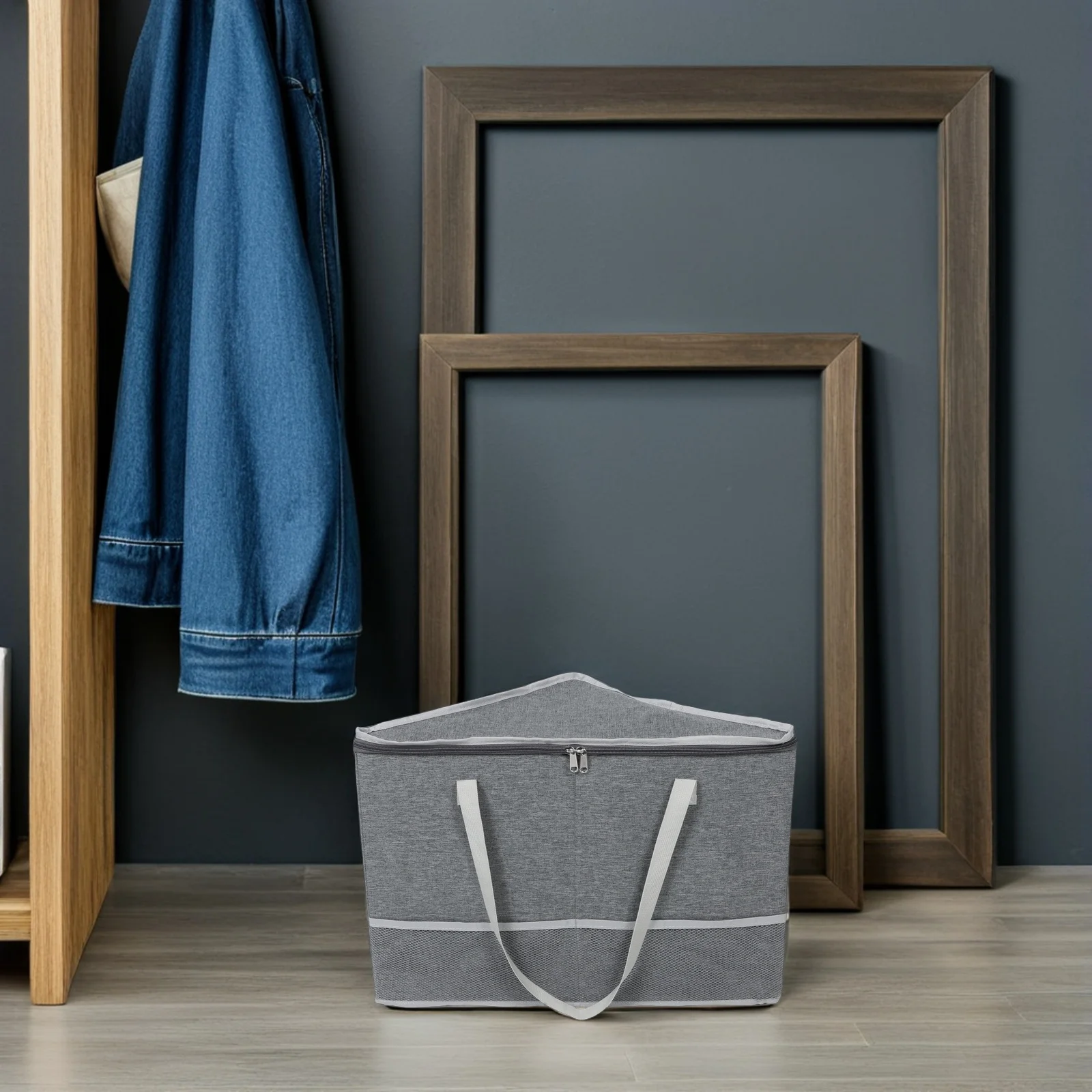 

Triangle Rigid Hanger Storage Organizer Dustproof Lid Foldable Polyester Box Laundry Room Closet Space Saver Container