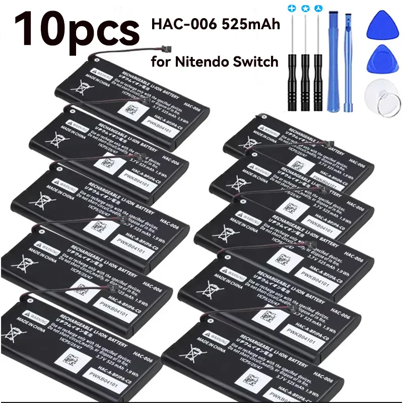 Original 10pcs HAC006 525mAh Battery for Nintendo Switch HAC 006 HAC-015 HAC-016 HAC-A-JCL-C0 HAC-A-JCR-C0 Switch NS Joy-Con