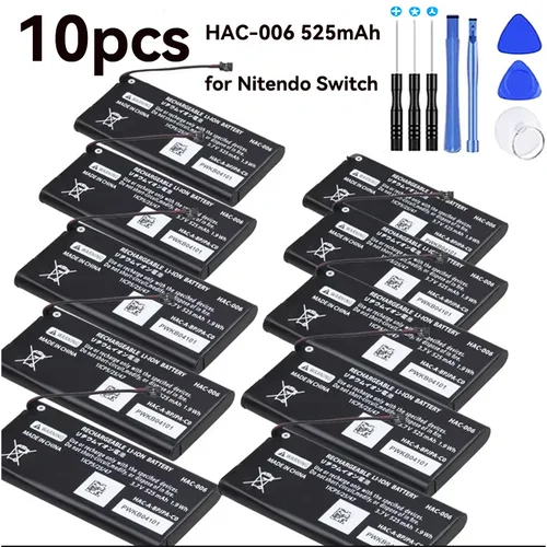 Batería Original de 10 Uds HAC006 525mAh para Nintendo Switch HAC 006 HAC-015 HAC-016 HAC-A-JCL-C0 HAC-A-JCR-C0 Switch NS Joy-Con