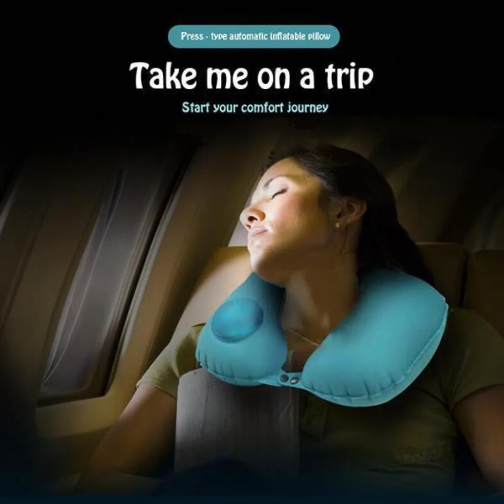 Travel Pillows Airplanes Inflatable Super Light Portable Neck Pillow U-Shape Automatic Inflatable Cervical Vertebr Pillow