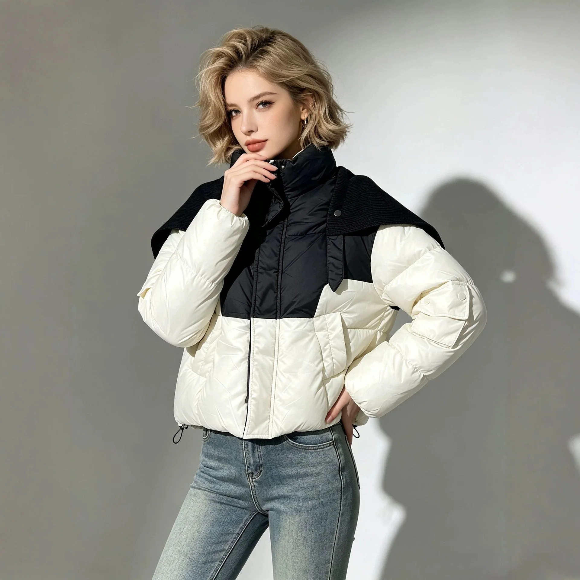 Aliexpress Women's down Cotton Jacket 2026New Oversized Collar Quilted Winter Puffer Top Chic Padded Coat Loose Warm Parka Female Outerwear - Aliexpress Deal