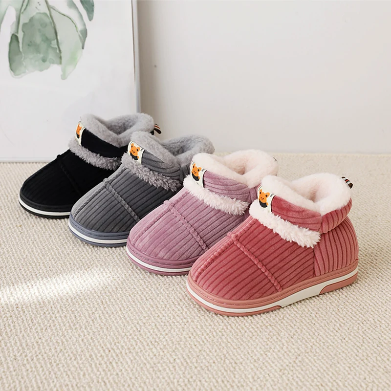 Winter Cute Kids Indoor Home Slippers 2024 Baby Child Plus Velvet Thick Warm Children Sneakers Cotton-Padded Boys Girls Shoes