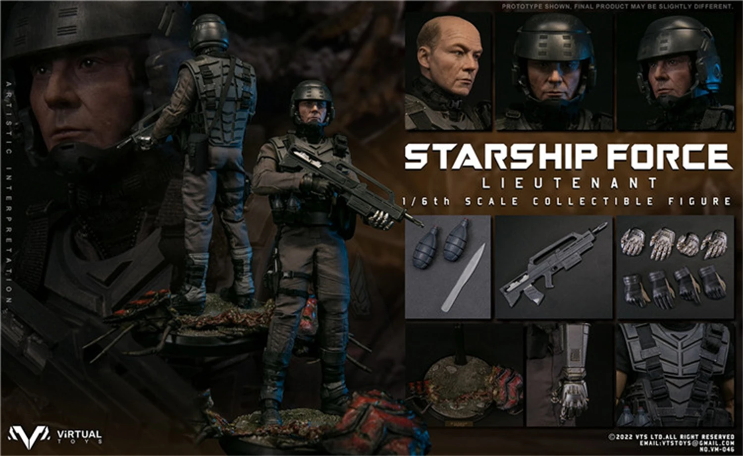 VTS TOYS 1/6 VM-046 Starship Force-Lieutenant Action Figure Collection 12inches Armor Soldier Doll Toys