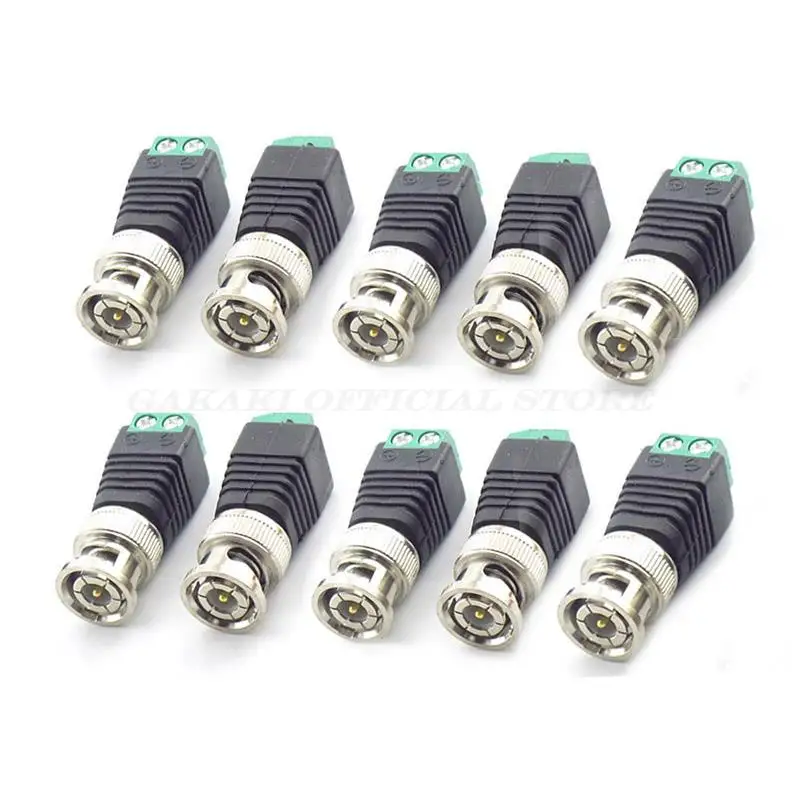 10pcs BNC Male Connector UTP Video Balun Adapter Plug for CCTV Surveillance Camera System