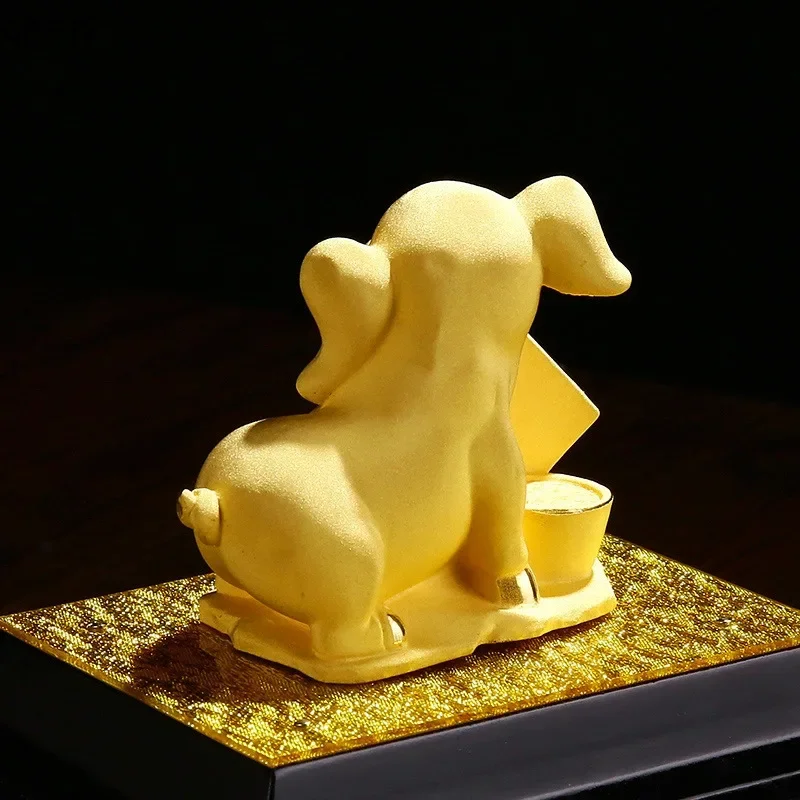 DSAGolden Pig Ornament Lucky Pig High-end Velvet Sand Golden Pig Housewarming Opening Feng Shui Lucky Zodiac Craft