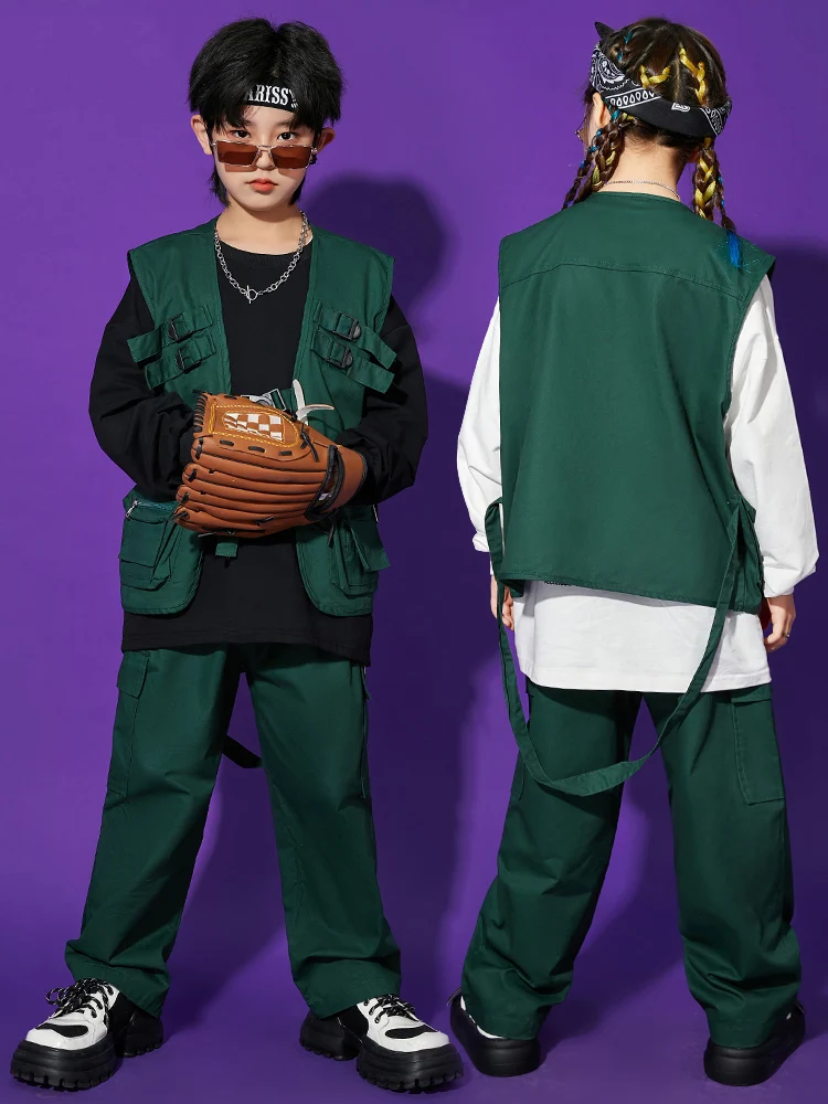 Ropa de calle de moda para niños, ropa de Festival de baile de Hip Hop, traje de baile Kpop para niños, traje de baile de Jazz YS4611