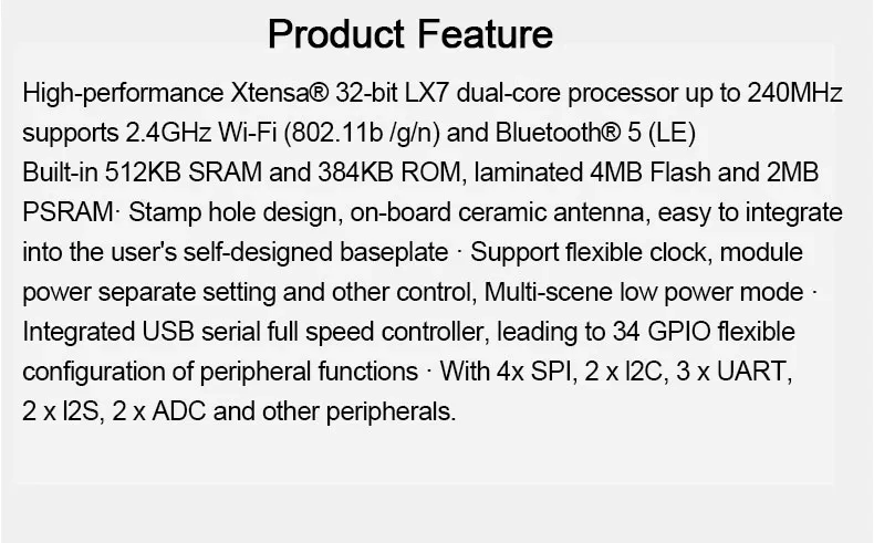 ESP32-S3 Mini-Entwicklungsboard S3FH4R2 Dual-Core Typ-C Mikrocontroller WiFi BLE Drahtlosmodul – Detail 2