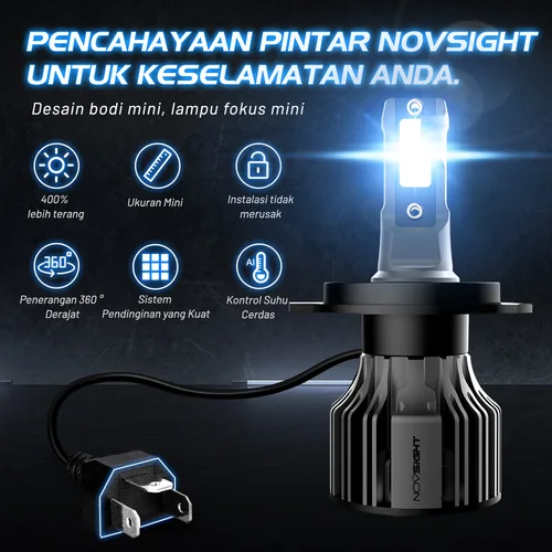 Imagen 2 del producto NOVSIGHT N39 H4 faro LED para coche H7 LED H1 H3 H11 9005 9006 9012 6000K 10000LM 72W 12V LED faro automático de alto brillo