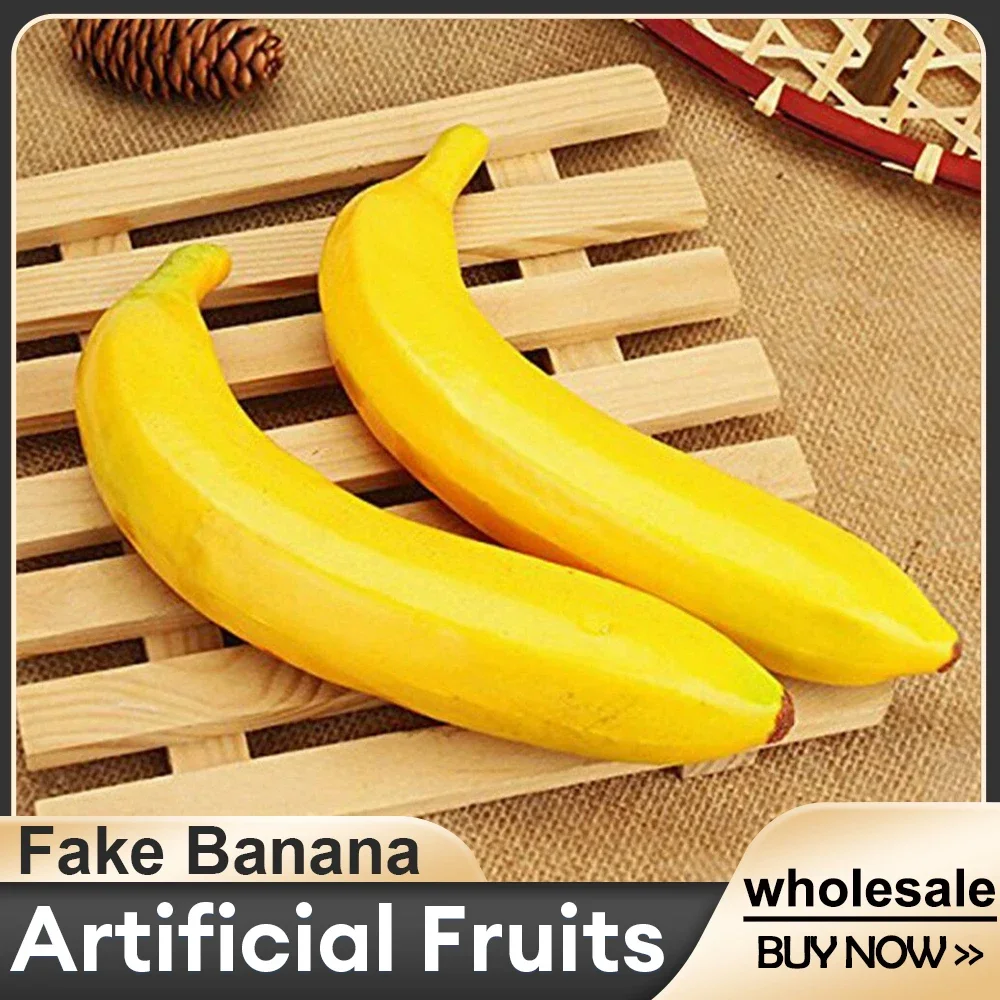 Artificial Fruits Fake Bananas Artificial Bananas Decorative Plastic Fake Fruit Realistic Display Photo Props Wedding Decoration