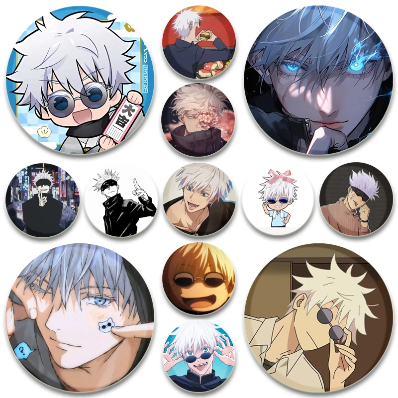 Anime Satoru Gojo Button Pins Jujutsu Series Cartoon Badge 32/44/58mm Round Creative Brooches for Backpack Accessories Gifts