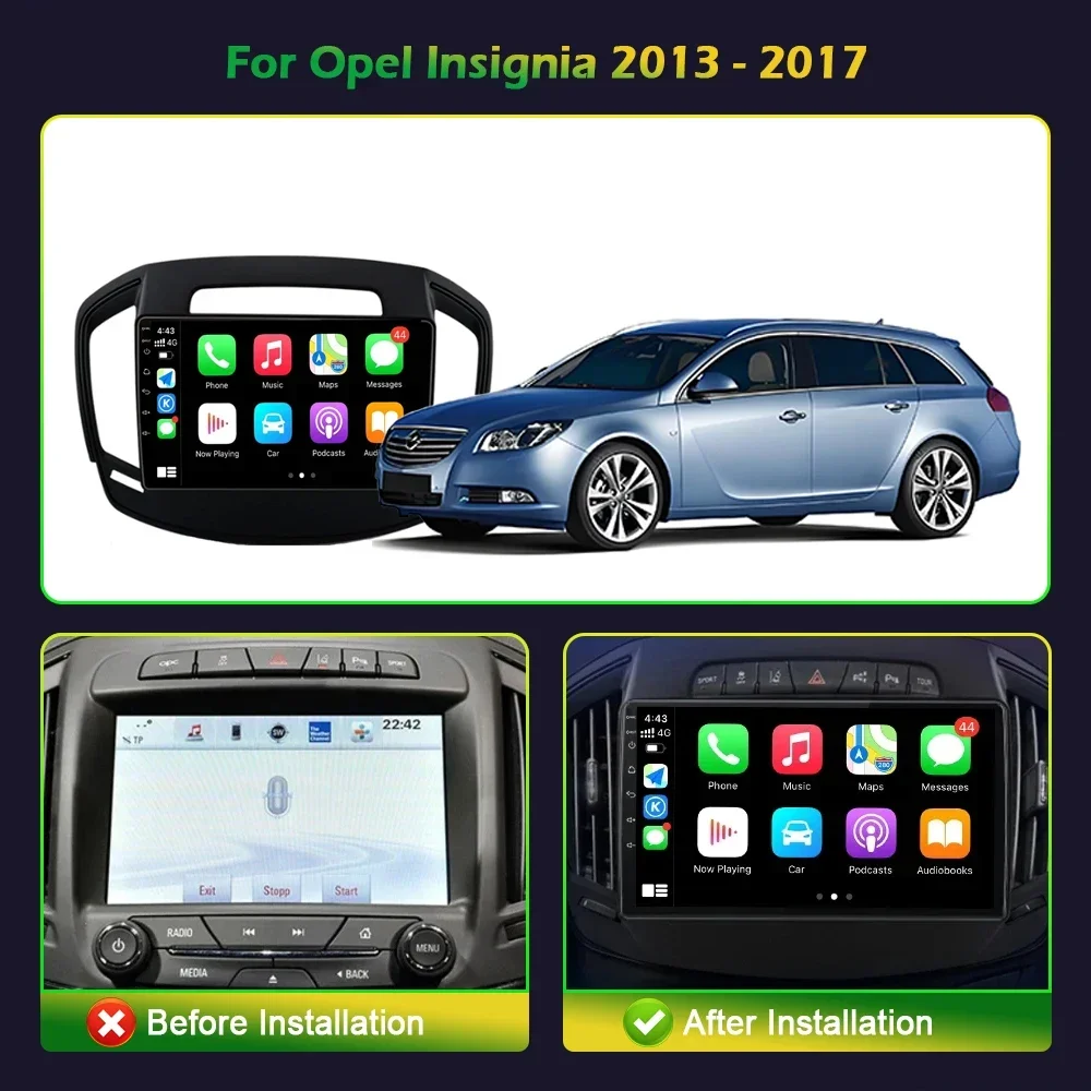 For Opel Insignia 2013-2017 Android 13 Touch Screen Autoradio Car Radio Navigation GPS Multimedia Wireless Carplay Stereo 2DIN