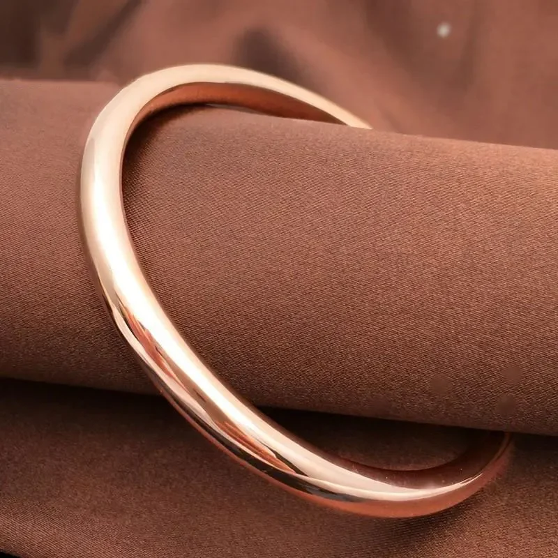 Creative Wide Edition Glossy Simple Bracelet for Women Plated 14K Rose Gold Classic Luxury Wedding Party Jewelry