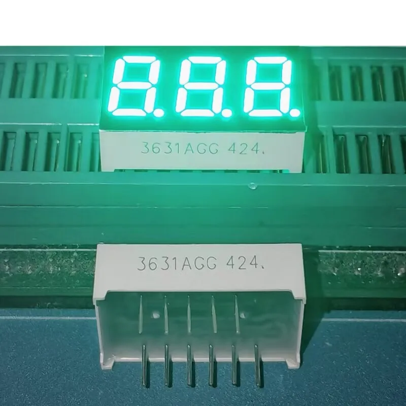 10PCS LED Digital Tube 0.36 Inch 3 Digits Bits 7 Segment 3631AGG Cathode 3361BGG Anode Bright Emerald Green
