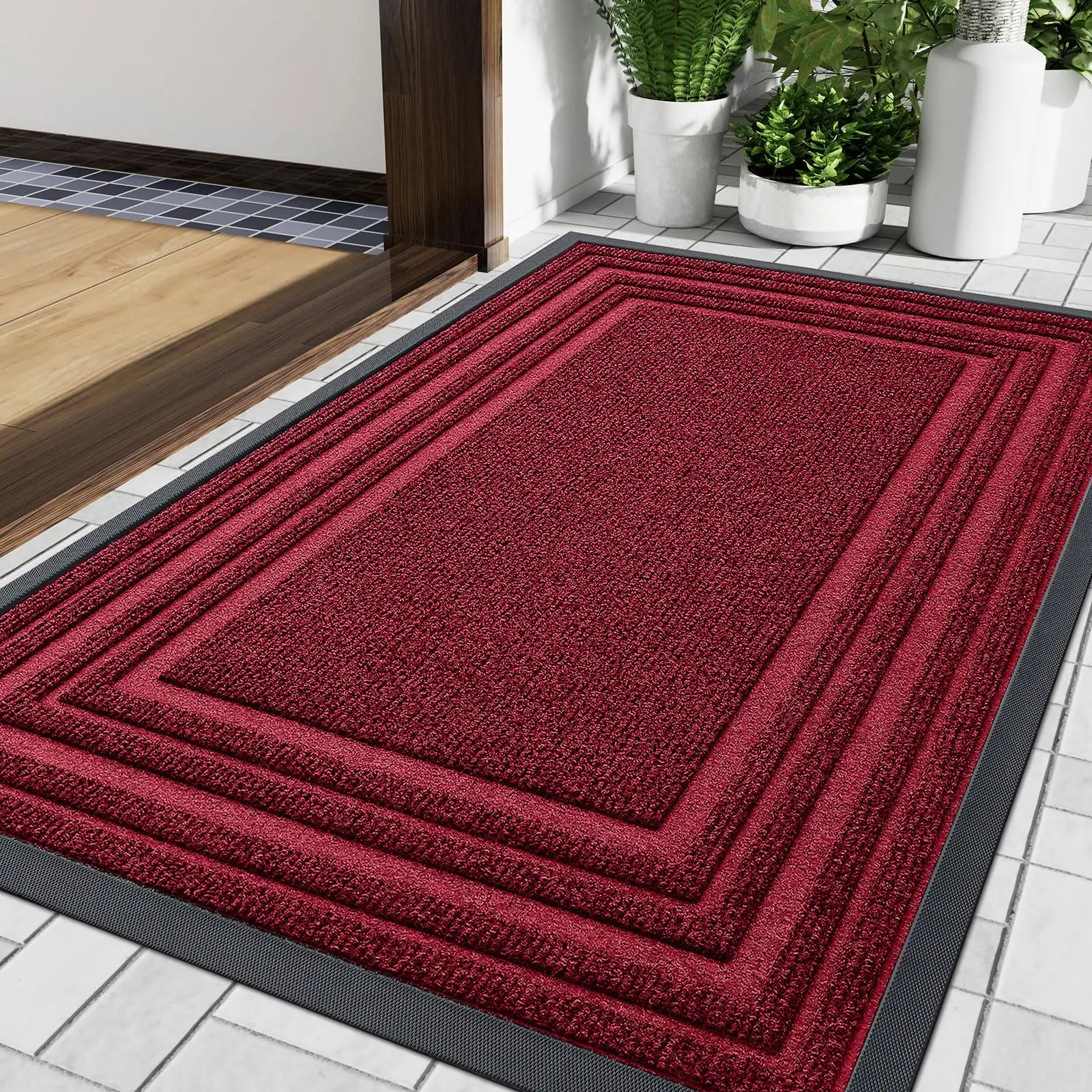 Olanly Natural Rubber Mat Non Slips Low Profile Outdoor Mat 1