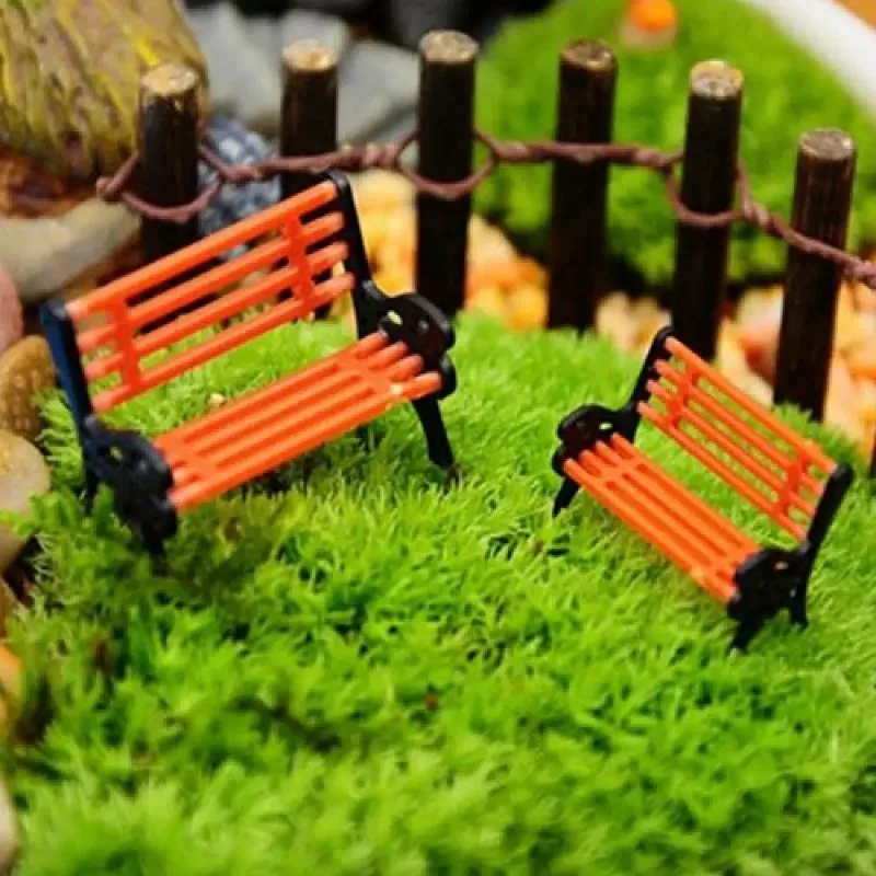 80% HOT SALE Mini Garden Ornament Miniature Park Bench Craft DIY House Decor Bench Model Moss Succulent Micro Landscape Ornament