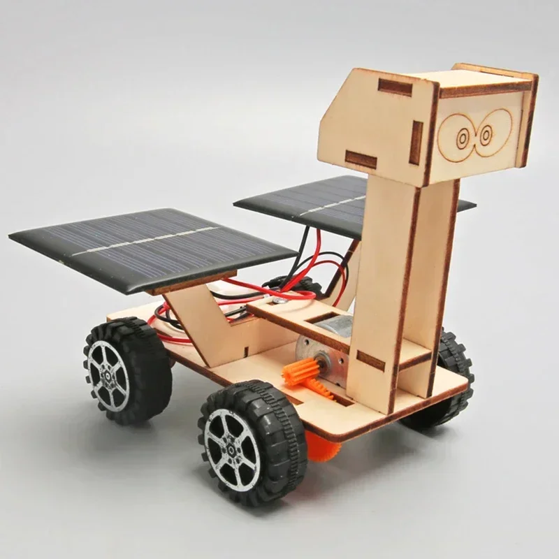 Wooden Solar Energy Lunar Rover Model Kids Science Toy Technology Physics Kit Learning Educational Toys for Children