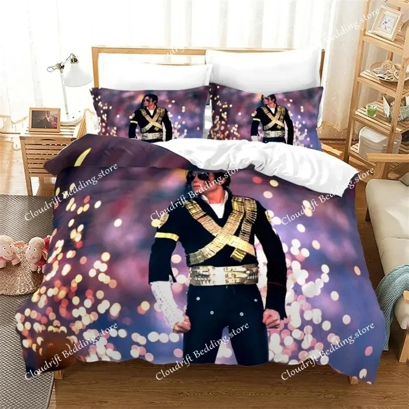 

M-Michael Jackson Bedding Set Star 3D Printing Duvet Cover And Pillowcase Musical Genius Bed Linen Adults Teens Bedroom Decorate