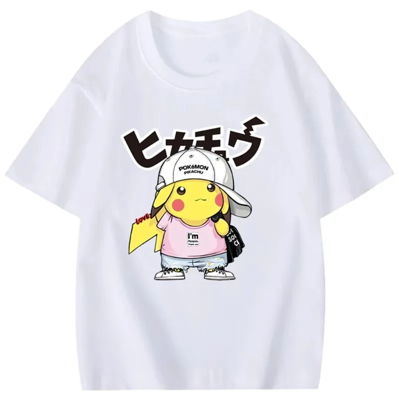 

25-26 Покемон Летняя футболка с 3D принтом аниме Пикачу Удобная дышащая повседневная футболка с коротким рукавом