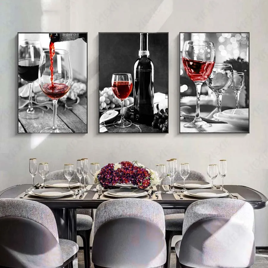 5D DIY Diamond Painting Red Wine Bottle Drink Food Kitchen Poster Diamond Mosaic Embroidery Rhinestone Art Picture Home Decor