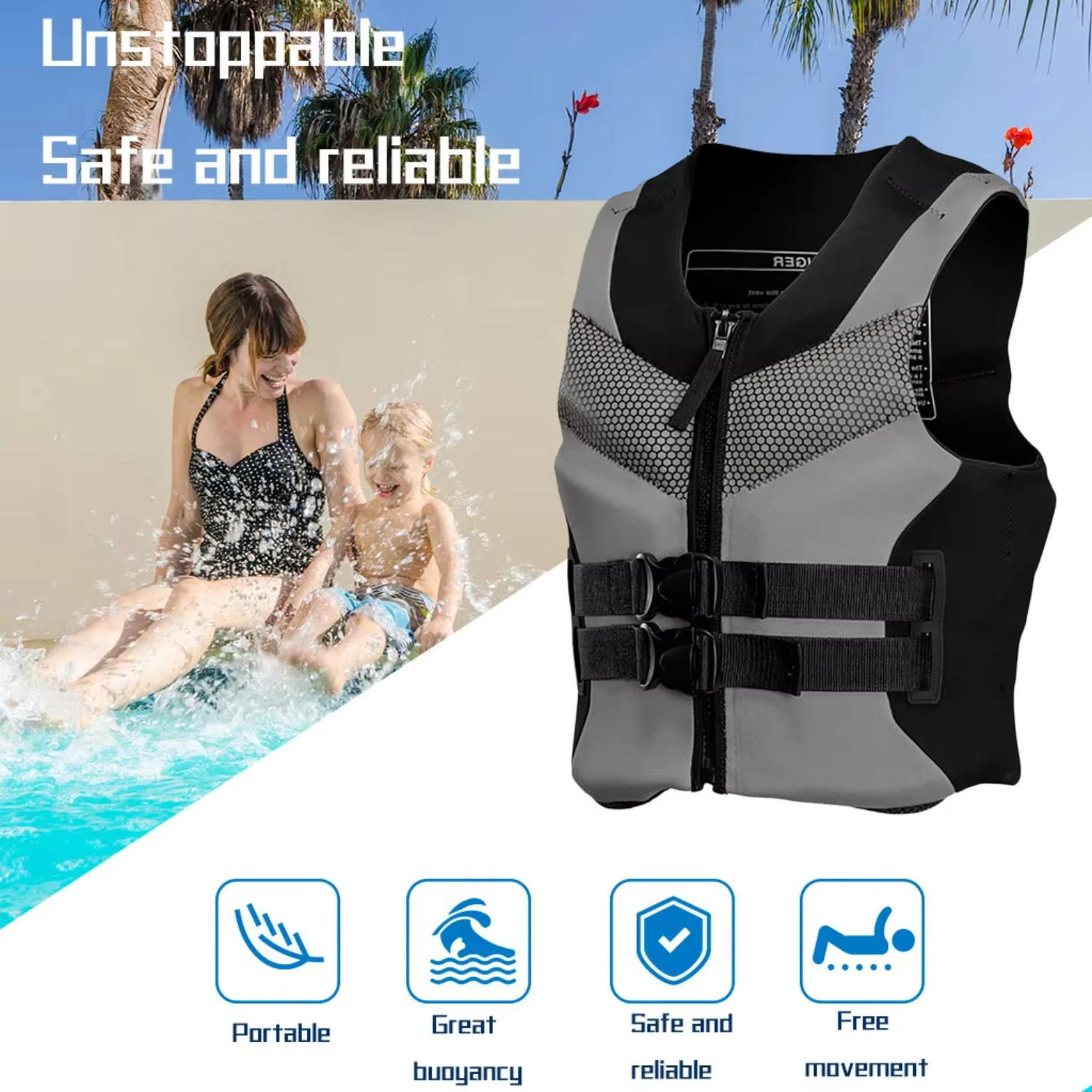 Adult Life vest Adult Buoyancy Life Vest Water Sports Safety Life vest Jacket Swimwear Swimming Boating Skiing Diving#0703g30