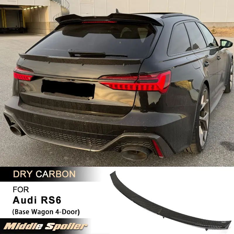 

Car Rear Trunk Middle Spoiler Wings for Audi RS6 Base Wagon 4-Door 2019-2023 Rear Spoiler Boot Wing Lip Prepreg Dry Carbon