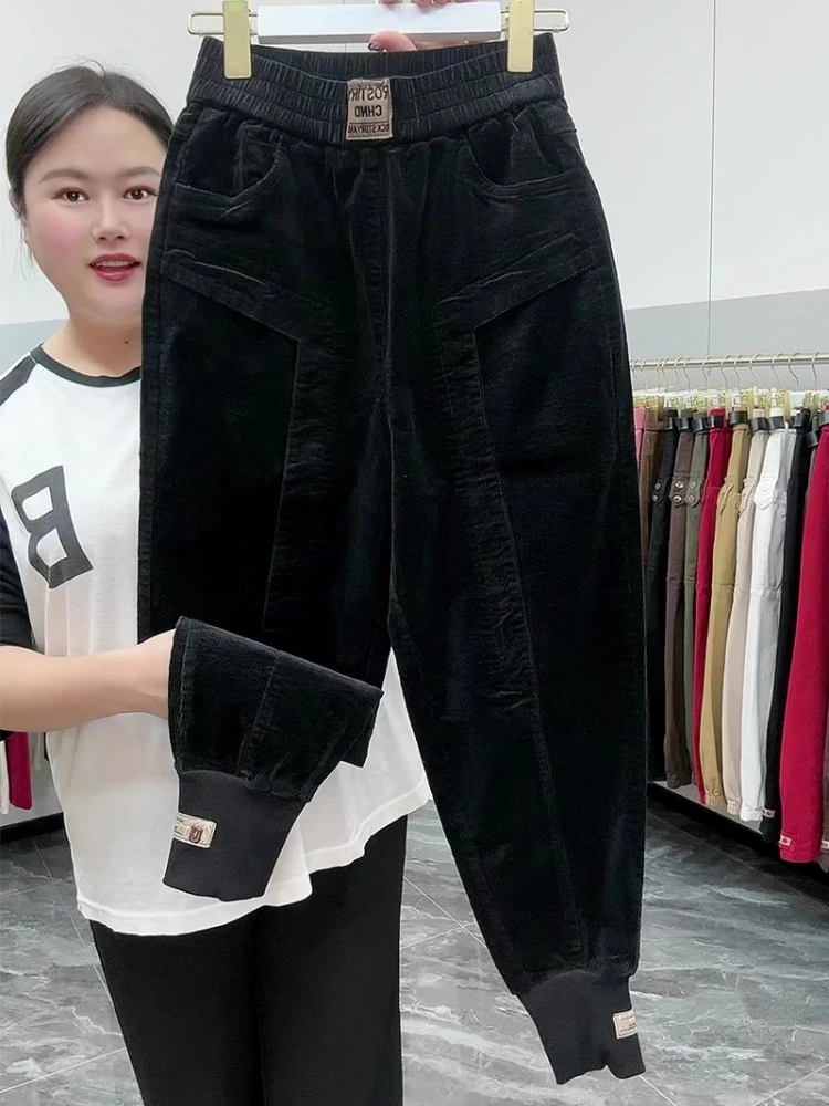 High Waist Corduroy Pants 2025 Autumn Winter New Harlan Pant Women Loose Slim All-Match Plus Size Solid Color Casual Trousers