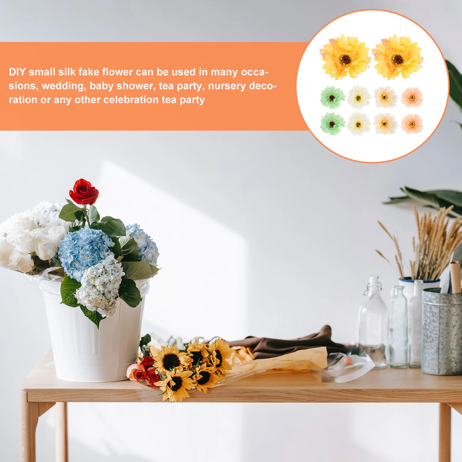 10 قطعة نابض بالحياة وهمية زهرة الأقحوان ديكور الاصطناعي ديزي للمنزل الزفاف الديكور حية محاكاة الدعائم