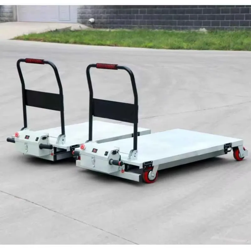 High Quality Electric Flatbed Trolley Portable Transport Mobile Small Hydraulic Lift Flatbed Trolley