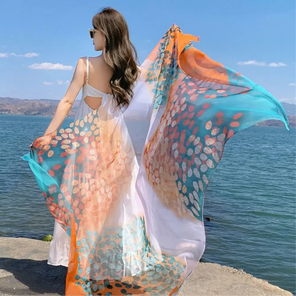 패신 포럴 실크 스카프, 얇고 부드러운 여름 스카프, 멋진 여성 스카프, 휴일