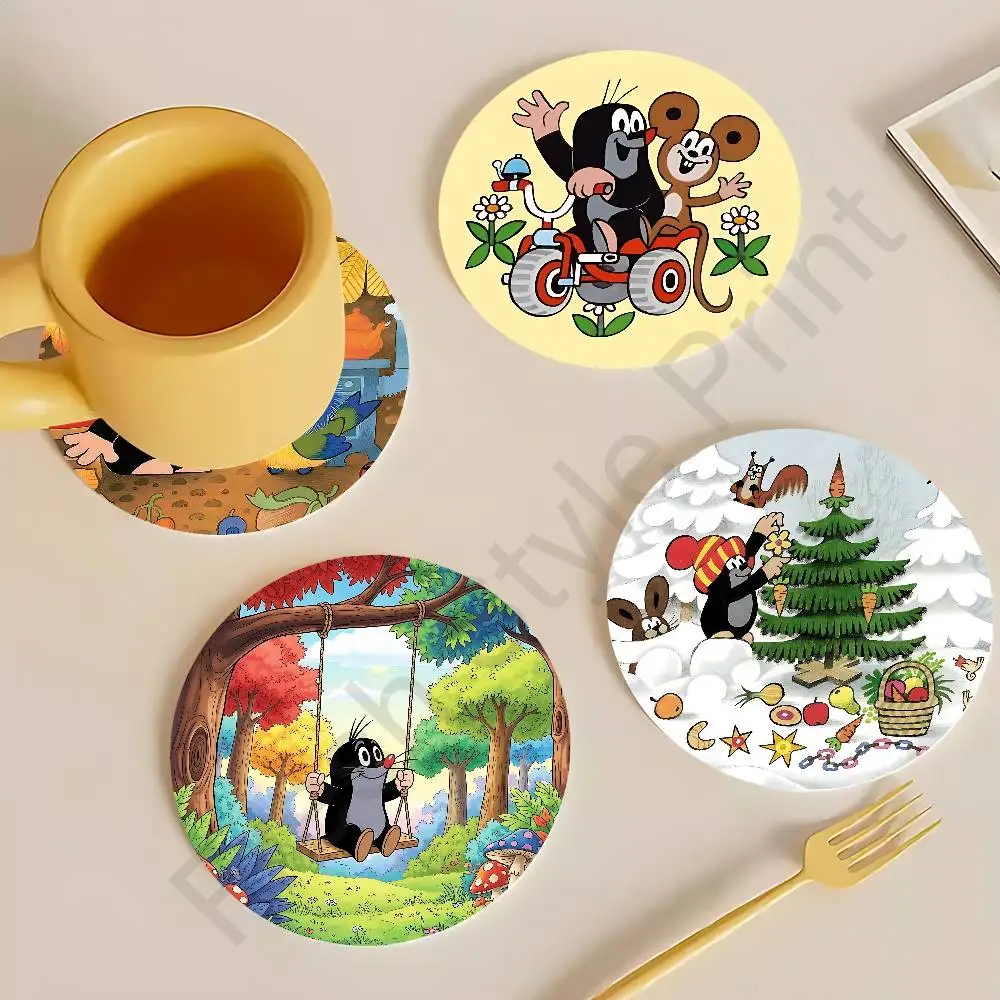 

Cartoon L-Little M-Mole Wooden Coasters 10cm Round Cosplay Fans Collect Friends Gifts
