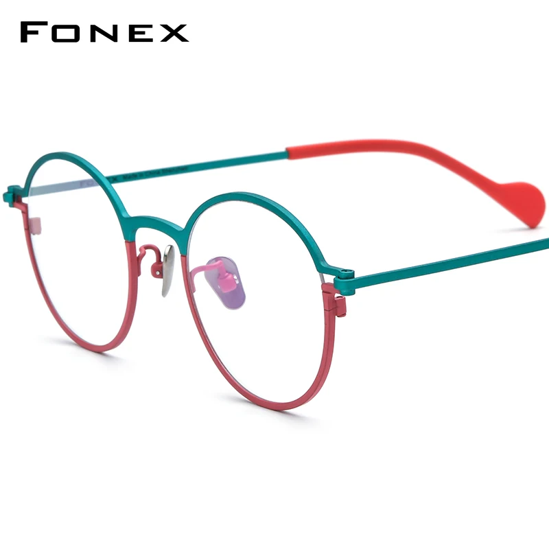 

FONEX Pure Titanium Glasses Frame Women 2025 New Colorful Retro Round Eyeglasses Men Vintage Eyewear F85903